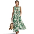 thumbnail image 1 of Xixirimido Green Cactus Print Linen Summer Dresses for Women Sleeveless A-line Flowy Maxi Dresses Casual Beach Vacation Sundresses with Pockets, 3X-Large, 1 of 7
