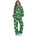 thumbnail image 1 of Xixirimido Green Shamrock Print Lounge Sets for Women Sweatsuits for Fall Winter 2 Piece Outfits Long Sleeve Sweatshirt Wide Leg Sweatpants Tracksuit Matching Set, Small, 1 of 7