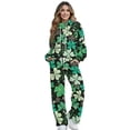 thumbnail image 1 of Xixirimido Green Shamrock Print Sweatsuits for Women Plus Size 2 Piece Outfit Long Sleeve Sweatshirt Wide Leg Sweatpants Fall Winter Fashion Lounge Set for St. Patrick’s Day Tracksuit, X-Large, 1 of 7