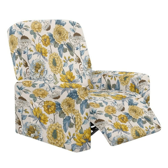 Xixirimido Groovy Daisy Flower Pattern Recliner Chair Covers 4-Pieces Stretch Lazy Boy Recliner Covers with Pocket Reclining Slipcovers Soft Sofa Slipcover Furniture Protector for Pets Kids