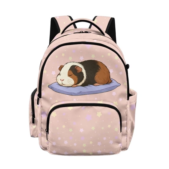 Xixirimido Guinea Pig Stars Print 17" Kids Backpack for Girls Large School Bags for Middle/High School Students Multi-pocket Book Bag for Elementary