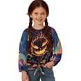 thumbnail image 1 of Xixirimido Halloween Jack-o-lantern Pattern Girls Long Sleeve Shirts Casual T-shirt Loose Fit Tunic Tops Crewneck Tie-hem Blouse Tees for Fall Winter, Size 7-8, 1 of 7