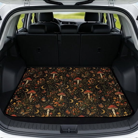 Xixirimido Heavy Duty Cargo Liner Floor Mat All Weather Trunk Protection, Universal Anti-slip Car Trunk Mat for Car Van SUV Sedan 29" x 39", Mushroom Butterfly Moon