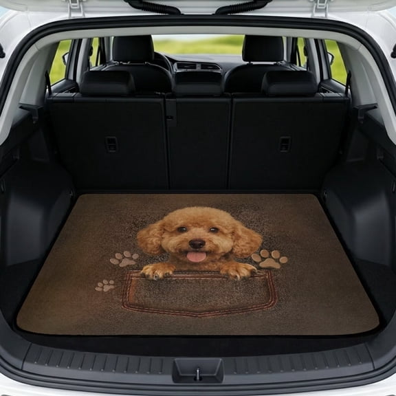Xixirimido Heavy Duty Cargo Liner Floor Mat All Weather Trunk Protection, Universal Anti-slip Car Trunk Mat for Car Van SUV Sedan 29" x 39", Poodle Pocket Paw
