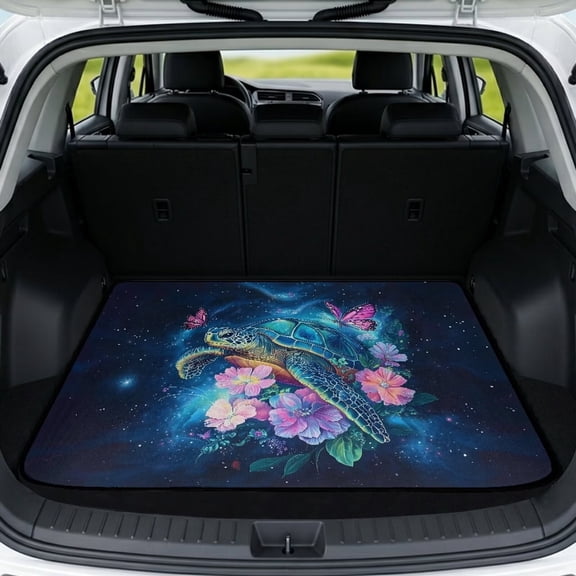 Xixirimido Heavy Duty Cargo Liner Floor Mat All Weather Trunk Protection, Universal Anti-slip Car Trunk Mat for Car Van SUV Sedan 29" x 39", Sea Turtle Butterfly Floral Galaxy