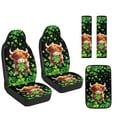thumbnail image 1 of Xixirimido Highland Cattle Shamrock Print Car Seat Covers Front Seats Leather Universal Fit for Cars, Vans, Trucks, SUV, Set of 5 Car Seat Protector with Seatbelt Covers & Center Console Cover, 1 of 8