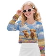 thumbnail image 1 of Xixirimido Highland Cow Butterfly Vibrant Flower Crop Tops for Girls Kids Aesthetic Cartoon Graphic Sweatshirt Teen long Sleeve T-Shirts Crewneck Sweatshirt for Teen Girl for 13-14 Years, 1 of 7