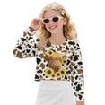 thumbnail image 1 of Xixirimido Highland Cow Sunflower Cowhide Kids Crop Tops Girls Long Sleeve T-Shirts Printed Fashion Cropped Sweatshirt Crew Neck Pullover Top Fall Clothes for 5-6 Years, 1 of 7