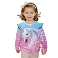thumbnail image 1 of Xixirimido Horse & Cherry Blossom Print Toddler Girls Sweatshirt Ruffle Shoulder Long Sleeve Sweatshirts Graphic Pullover Top Girls Sweater Casual Fall Winter Clothes, for 2-3T, 1 of 7