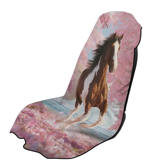 Xixirimido Horse Pink Cherry Blossom Print Car Towel Seat Covers Multifunctional Towel for Gym Outdoor Sport, Picnic, Beach, Pet Travel, Non-Slip Washable Car Seat Protector, 2 Pack