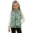 thumbnail image 1 of Xixirimido Horses Floral Teal Pattern Boys Girls Fleece Vest Sleeveless Stand-up Collar Jacket with Pockets Full-Zip Fall Winter Warm Outerwear for 11-12, 1 of 7