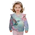 thumbnail image 1 of Xixirimido Hummingbird Pink Cherry Blossoms Print Toddler Girls Sweatshirt Crewneck Pullover Long Sleeve Tops Blouse Graphic Sweater T-Shirt Fall Winter Clothes Ruffle Shoulder, for 2-3T, 1 of 7