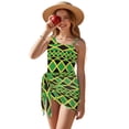 thumbnail image 1 of Xixirimido Jamaican Flag Geometric Print Girls One Piece Swimsuits Cutout Bathing Suit with Cover Up Skirt Quick Dry Beach Swimwear with Adjustable Strap, Size 11-12 Years, 1 of 7