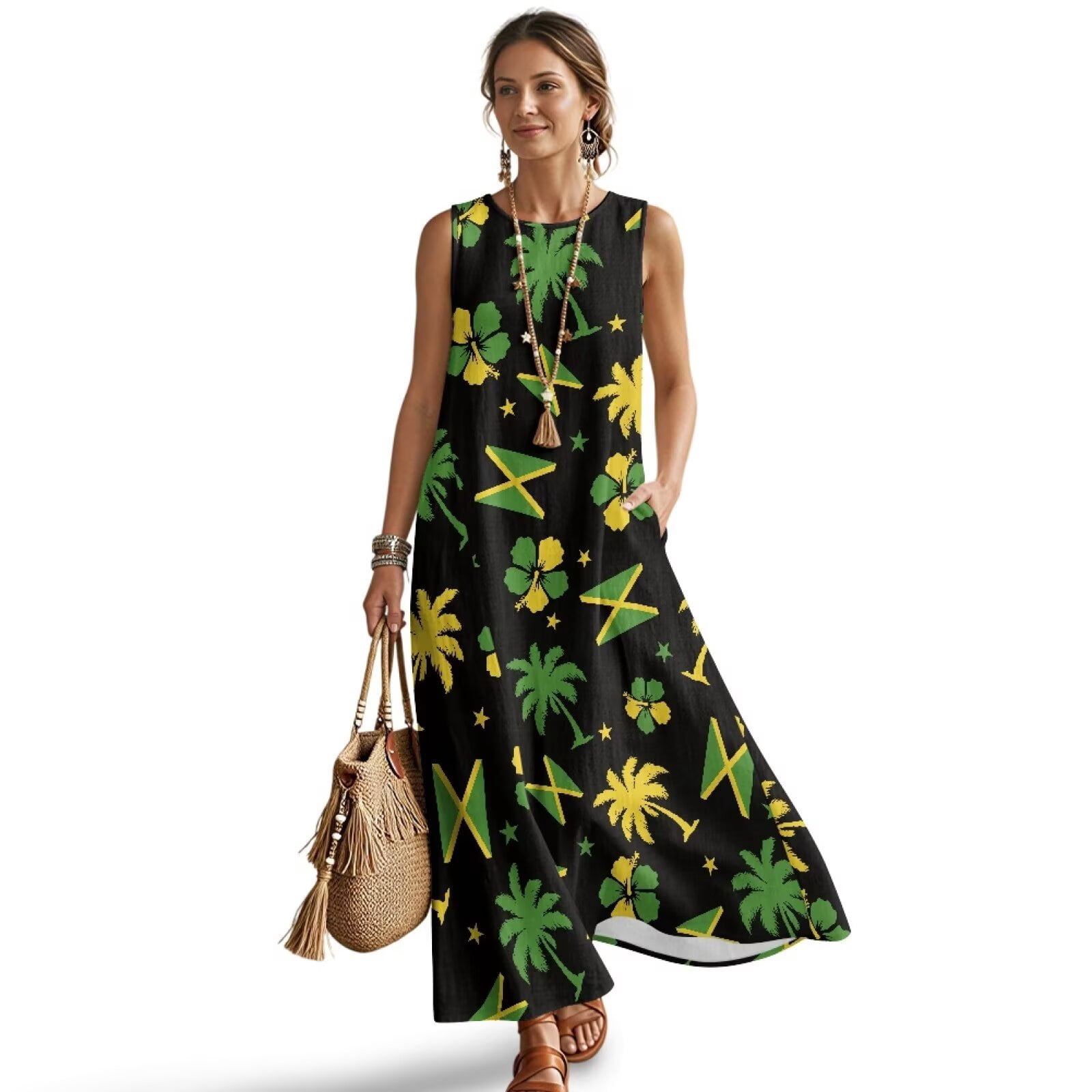 jamaican dresses for women Srengjodk 2024 Juneteenth Outfit Outfits Women v Neck Hippie Maxi Dress Novelty Dress Jamaica Color Dress Plus Size Party Dress Bright Green Small at Amazon Women's Clothing store A yellow stripe crosses the middle and a wide green stripe adorns the bottom Jamaica Dress for sale |
