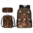 thumbnail image 1 of Xixirimido Kids Backpacks for School Students, 3Pcs Set Lightweight Bookbag Water Resistant with Lunch Pack Pencil Bag, Dachshund Dog Vintage Flower Pattern, 1 of 4