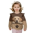 thumbnail image 1 of Xixirimido Labrador Dog Brown Print Toddler Girls Sweatshirt Crewneck Pullover Long Sleeve Tops Blouse Graphic Sweater T-Shirt Fall Winter Clothes Ruffle Shoulder, for 5-6Y, 1 of 7