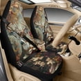 thumbnail image 1 of Xixirimido Leather Seat Cover Front Seats Only, Universal Fit Auto Front Seat Covers for Sedan Van SUV Truck 5 Pcs Set with Seatbelt Covers & Center Console Cover, Hunting Deer Leaf Forest Camouflage, 1 of 8