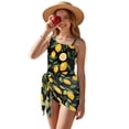 thumbnail image 1 of Xixirimido Lemons Black Print One Piece Swimsuit Set for Girls with Mesh Cover Up Skirt, One Shoulder Swimsuit Bathing Suit with Adjustable Strap, Size 11-12 Years, 1 of 7