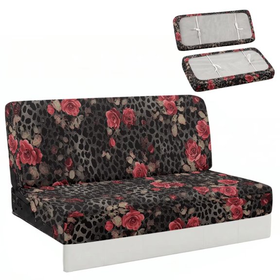 Xixirimido Leopard Roses Floral 2 PCS RV Couch Covers for Jackknife Sofa