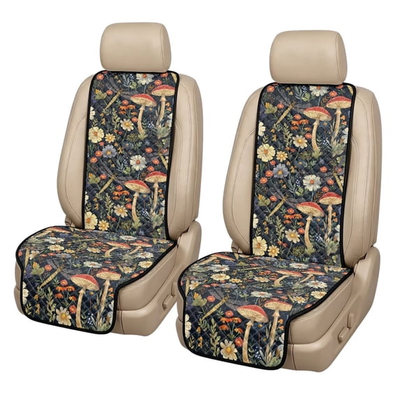 Xixirimido Mushroom Dragonfly Daisy Car Seat Covers 2 Piece Seat Protector, Soft Quilted Car Seat Cushion Covers, Universal Fit for Car SUV Truck, Front Seat Covers, Non-slip, Side Airbag Compatible