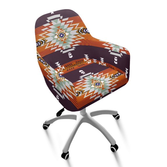 Xixirimido Navajo Aztec Tribal Printing Curved Back Dining Chair Slipcover Office Chair Cover Swivel Armrest Chair Covers Stretch Desk Chair Protector Cover for Home Office