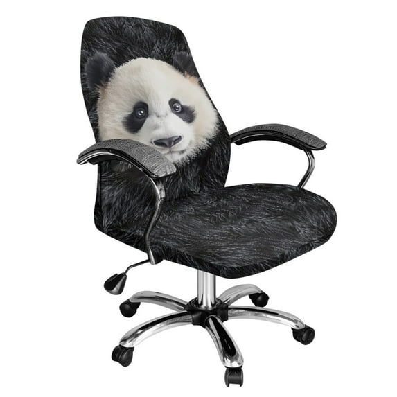 Xixirimido Panda Print Office Chair Covers Stretchable Computer Gaming Chair Cover, Universal Desk Chair Covers Removable Rotating Chair Slipcover with Button, Large