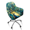thumbnail image 1 of Xixirimido Peacock and Feather Pattern Swivel Office Armchair Cover Stretch Computer Desk Chair Slipcover Mid Back Accent Dining Chair Covers Non-slip for Home Living Room, 1 of 7