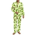thumbnail image 1 of Xixirimido Pickles Green Print Men's Pajamas Set Long Sleeve Button Down Pajamas for Men Fall Winter Sleepwear 2Piece Lounge PJs with Pockets, XX-Large, 1 of 4