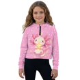 thumbnail image 1 of Xixirimido Pink Axolotl Stars Pattern Girls Half Zip Sweatshirt Long Sleeve Pullover Crop Tops Kids Lightweight Hoodie Fashion Winter Clothes, Size 7-8, 1 of 7