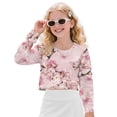 thumbnail image 1 of Xixirimido Pink Butterfly Cherry Blossom Girls Crop Tops Kids Long Sleeve Pullover Sweatshirts Girls Cropped Crewneck Sweatshirt Teen Spring Fall Outfits for 9-10 Years, 1 of 7