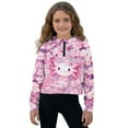 thumbnail image 1 of Xixirimido Pink Cherry Blossom Axolotl Pattern Half Zip Sweatshirt for Girls Long Sleeve Pullover Crop Tops with Pocket Kids Hoodie Fall Winter Clothes, Size 9-10, 1 of 7