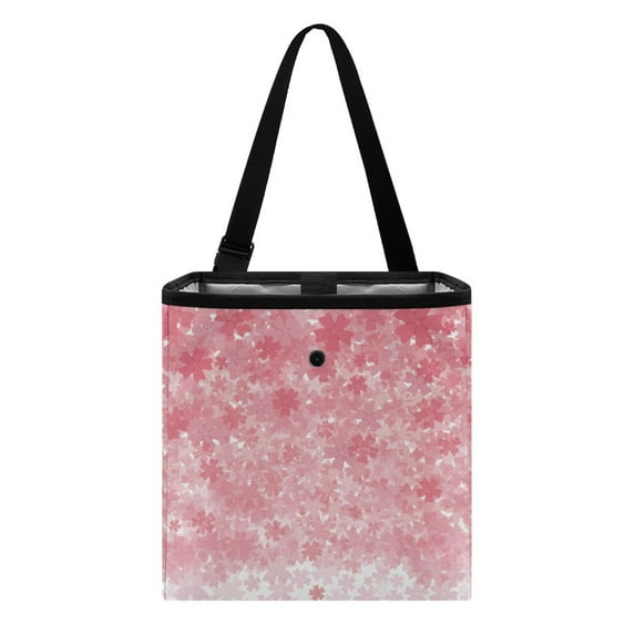 Xixirimido Pink Cherry Blossom Pattern Car Trash Can Cute Collapsible Trash Bin for Car, Leak-Proof Organizer, Water Resistant Garbage Can Car Accessories 2 Gallons