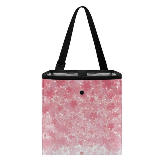 Xixirimido Pink Cherry Blossom Pattern Car Trash Can Cute Collapsible Trash Bin for Car, Leak-Proof Organizer, Water Resistant Garbage Can Car Accessories 2 Gallons