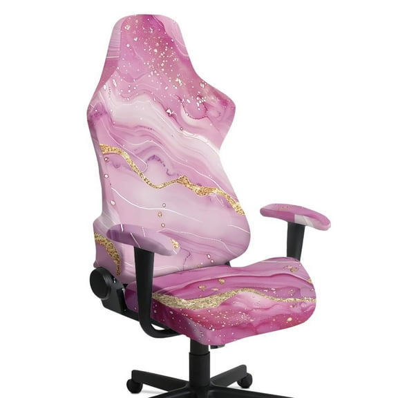 Xixirimido Pink Marble Print Print Gaming Chair Covers Only, Stretch Computer Chair Cover Breathable Gaming Chair Seat Cover with 2Pcs Armrest Slipcovers