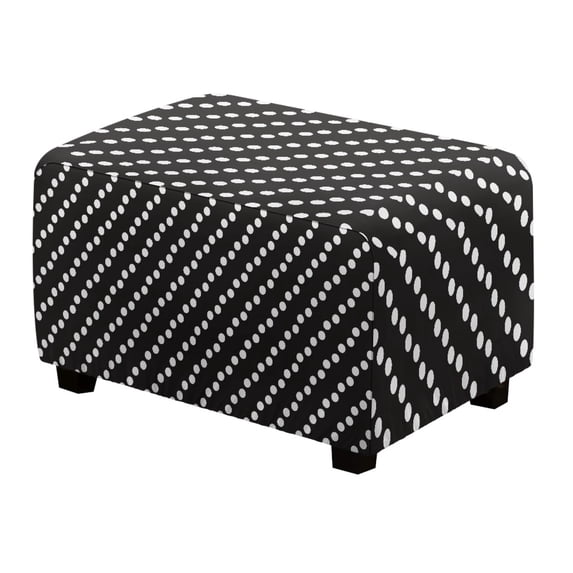 Xixirimido Polka Dots Black Pattern Ottoman Cover Rectangle Footrest Ottoman Slipcovers Footstool Cover Form Fit Stretch Ottomans Protective Cover for Living Room, Small
