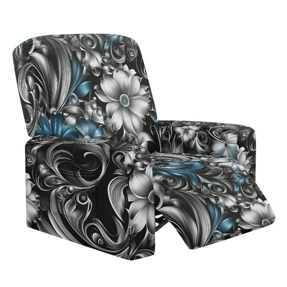 Xixirimido Polynesian Tribe Floral Pattern Recliner Chair Cover, 4-Pieces Stretch Recliner Covers for Recliner Chair Soft Reclining Chair Slipcover Furniture Protector for Pets Kids