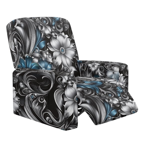 Xixirimido Polynesian Tribe Floral Pattern Recliner Chair Cover, 4-Pieces Stretch Recliner Covers for Recliner Chair Soft Reclining Chair Slipcover Furniture Protector for Pets Kids