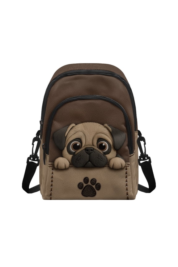 Pug Dog Paw Pattern Sling Bag for Women Crossbody Bags Fanny Pack Chest Bag Travel Shoulder Belt Purse Backpack Gifts - Brown
