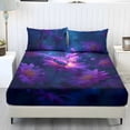 thumbnail image 1 of Xixirimido Purple Butterfly Daisy Flowers Print Sheet Set Comfy Easy Care 3 Pieces Bedding Set 1 Fitted Sheet & 2 Pillowcases, All Around Elastic Bed Sheet for Women Men, Twin Size, 1 of 5