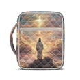 thumbnail image 1 of Xixirimido Quilted Bible Cover Bible Case for Women, Large Bible Carrying Case with Handle, Bible Study Supplies & Christian Gift for Men, Cross Jesus Sunset Glow, 1 of 7