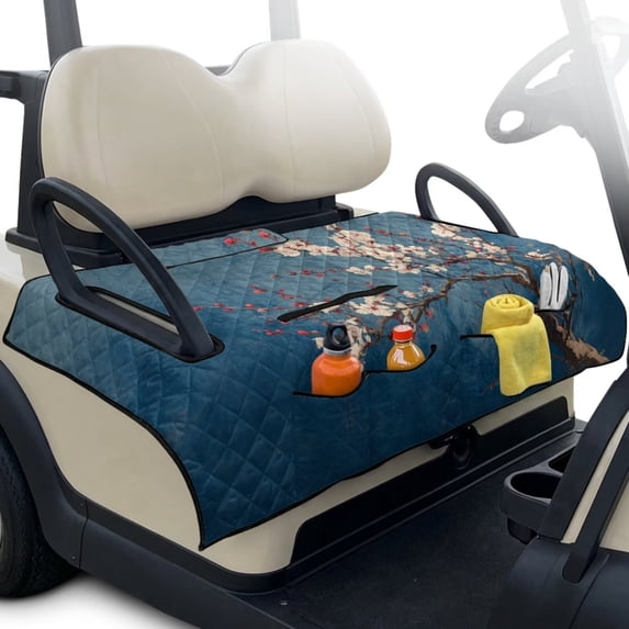 Xixirimido Quilted Golf Cart Seat Blanket Universal Heavy Duty Golf Cart Seat Cover Towel for EZGO Yamaha Club Car & More 2-Seater Carts Foldable Seat Covers, Plum Blossom