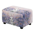 thumbnail image 1 of Xixirimido Rabbit Bunny Daisy Flower Pattern Stretch Ottoman Cover Rectangle Footstool Slipcover Folding Storage Stool Protector Nonslip Footrest Ottoman Cover with Elastic Bottom, Large, 1 of 7