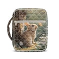 thumbnail image 1 of Xixirimido Rabbit Butterfly Forest Floral Print Quilted Bible Cover Case for Women Men Large Carrying Bag Book Tote Bags with Handle Bible Study Supplies Christian Gifts for Easter, 1 of 7