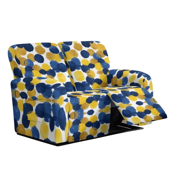 Xixirimido Recliner Loveseat Cover Non-Slip Reclining Couch Covers for 2 Seat, Recliner Sofa Cover Furniture Protector with Pockets for Kids, Pets, Abstract Dot Pattern