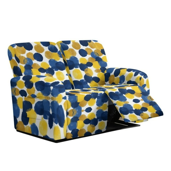 Xixirimido Recliner Loveseat Cover Non-Slip Reclining Couch Covers for 2 Seat, Recliner Sofa Cover Furniture Protector with Pockets for Kids, Pets, Abstract Dot Pattern