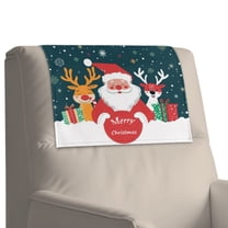 Xixirimido Reindeer Santa Claus Merry Christmas Non Slip Recliner Headrest Protector Leather Headrest Covers for Recliner Chair Waterproof Couch Head Rest Covers for Sofa, 1Pcs