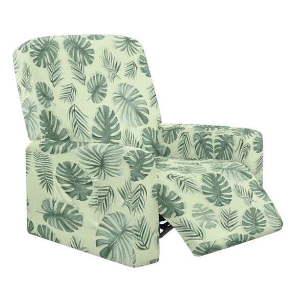 Xixirimido Retro Tropical Leaf Pattern Recliner Chair Cover, 4-Pieces Stretch Recliner Covers for Recliner Chair Soft Reclining Chair Slipcover Furniture Protector for Pets Kids