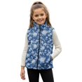 thumbnail image 1 of Xixirimido Roses Blue Pattern Girls Boys Fleece Vest Kids Zip-up Vest Sleeveless Stand Collar Jacket with Pockets Fall Winter Outerwear for 3T, 1 of 6