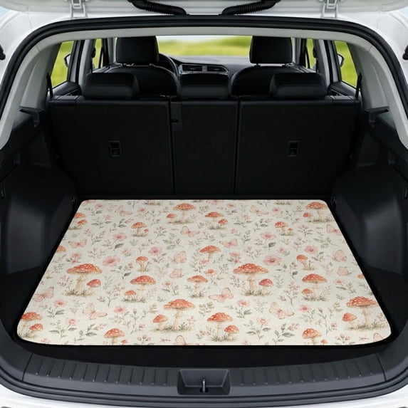 Xixirimido SUV Cargo Liner Car Trunk Mat Universal Trim-to-Fit All Weather Cargo Mats for Most Car Model Trunk Liner Floor Mat Cargo Cover, Butterfly Mushroom Boho Floral
