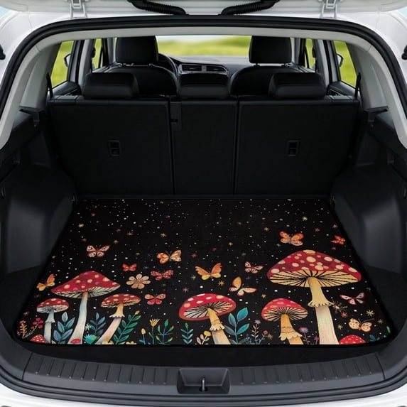Xixirimido SUV Cargo Liner Car Trunk Mat Universal Trim-to-Fit All Weather Cargo Mats for Most Car Model Trunk Liner Floor Mat Cargo Cover, Mushroom Butterfly Starry Night